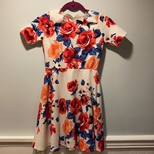 Girls AQUA floral fit and flare dress